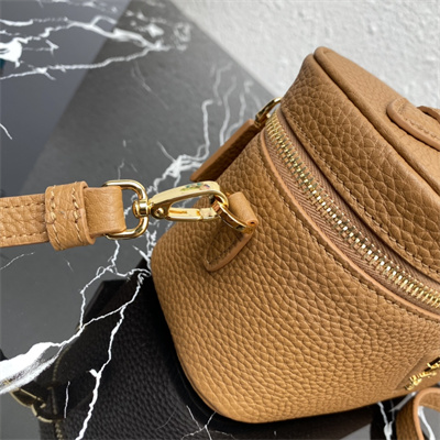 Prada Vanity Case Grained Leather Brown 1BH202