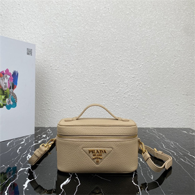 Prada Vanity Case Grained Leather Beige 1BH202