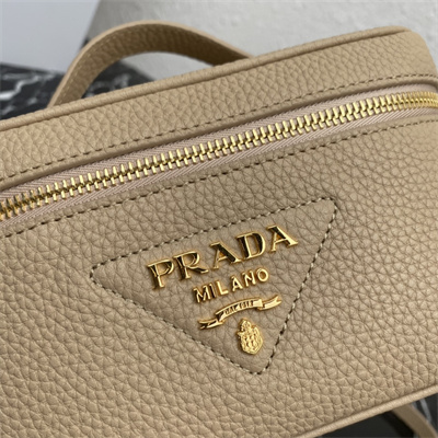 Prada Vanity Case Grained Leather Beige 1BH202