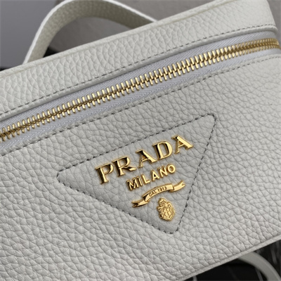 Prada Vanity Case Grained Leather White 1BH202