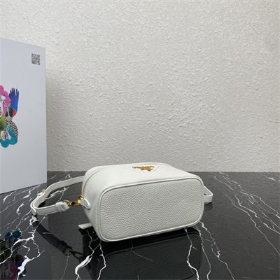 Prada Vanity Case Grained Leather White 1BH202