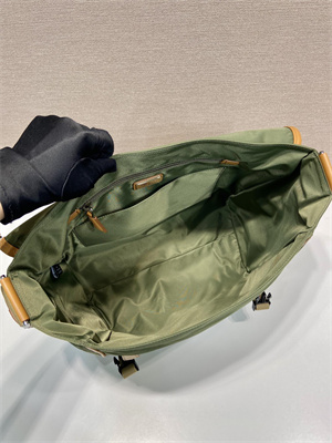 Prada Re-Nylon and leather shoulder bag Military/Caramel 2VD052