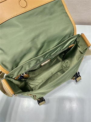 Prada Re-Nylon and leather shoulder bag Military/Caramel 2VD066