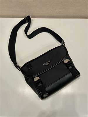 Prada Re-Nylon and leather shoulder bag Black 2VD066