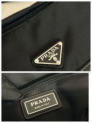Prada Re-Nylon and leather shoulder bag Black 2VD066