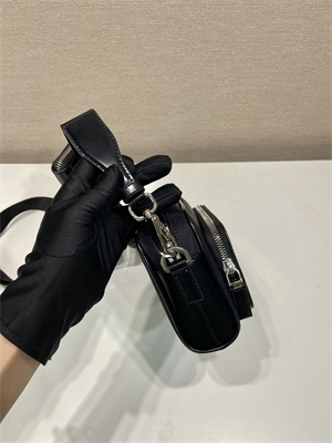 Prada Re-Nylon and Shinny leather shoulder bag Black 2VH172