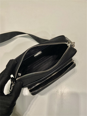 Prada Re-Nylon and Shinny leather shoulder bag Black 2VH172