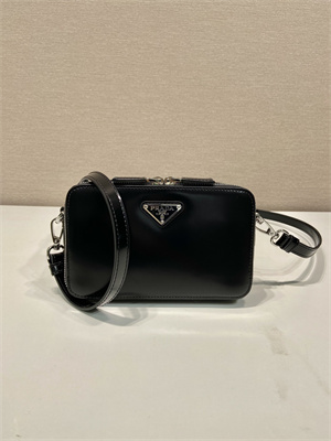 Prada Brique Shinny leather shoulder bag Black 2VH173