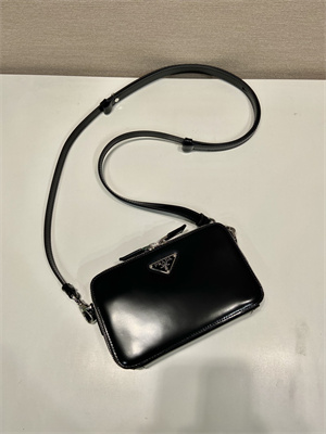 Prada Brique Shinny leather shoulder bag Black 2VH173