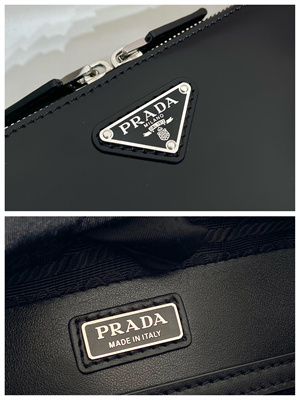 Prada Brique Shinny leather shoulder bag Black 2VH173