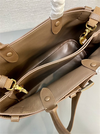 Prada Buckle medium Suede leather handbag with double belt Brown1BA417