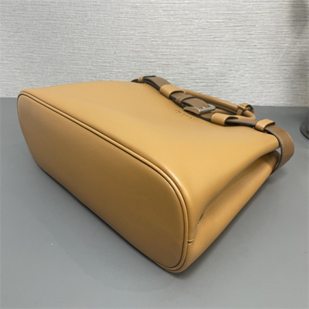Prada Buckle medium leather handbag with double belt Brown 1BA417