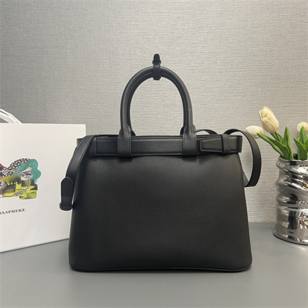 Prada Buckle medium leather handbag with double belt Black 1BA417