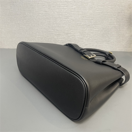 Prada Buckle medium leather handbag with double belt Black 1BA417