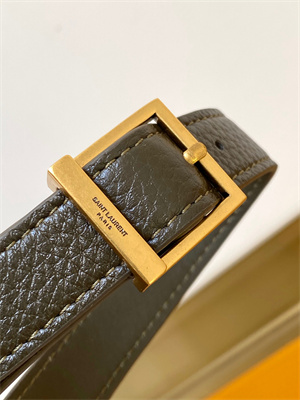 Y.S.L LE 5 A 7 Mini HOBO BAG In Kaki Green Grained Calfskin Leather