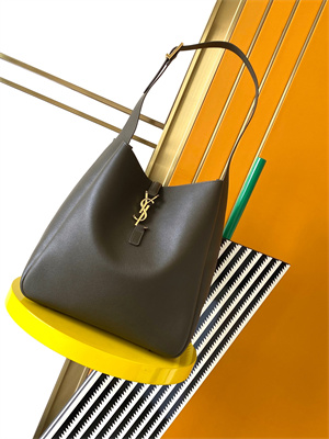 Y.S.L LE 5 A 7 Supple Large HOBO BAG In Kaki Green Leather