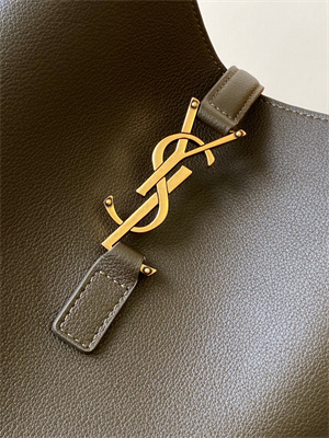 Y.S.L LE 5 A 7 Supple Large HOBO BAG In Kaki Green Leather