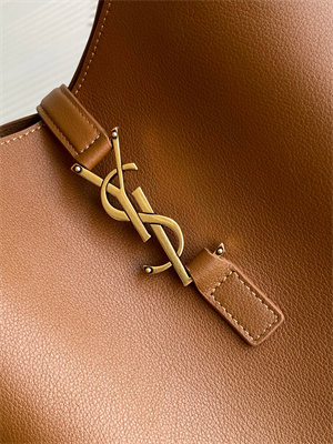 Y.S.L LE 5 A 7 Supple Large HOBO BAG In Brown Leather