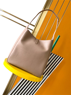 Y.S.L LE 5 A 7 Supple Large HOBO BAG In Beige Leather