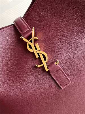 Y.S.L LE 5 A 7 Supple Large HOBO BAG In Burgundy Leather