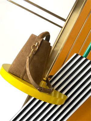 Y.S.L LE 37 SMALL In Brown Suede Leather Bucket Bag