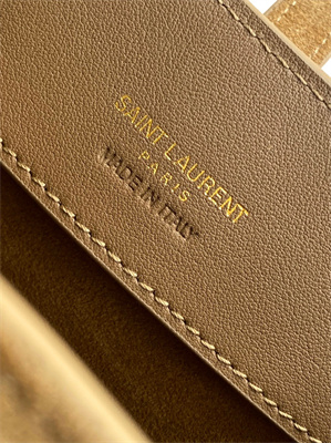 Y.S.L LE 37 Mini In Brown Suede Leather Bucket Bag