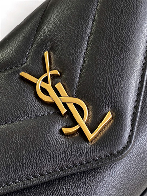 Y.S.L LOULOU Mini in MATELASSÉ lambskin Gold Tone Metal Black Color