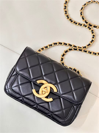 Chanel Mini Flap Bag Shinny Lambskin &Gold Tone Metal Black AS5026
