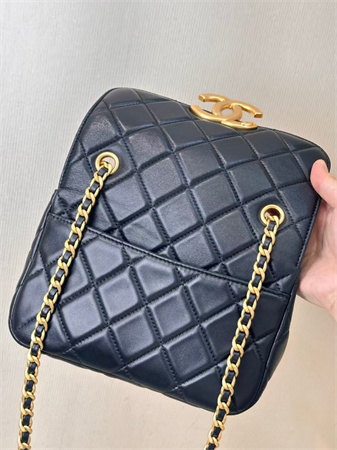 Chanel Mini Flap Bag Shinny Lambskin &Gold Tone Metal Black AS5026