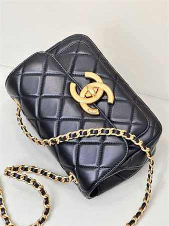 Chanel Mini Flap Bag Shinny Lambskin &Gold Tone Metal Black AS5026