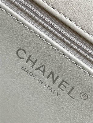 Cha.nel Mini Classic Flap Bag Tweed With Grey Leather Silver Tone Metal AS5243