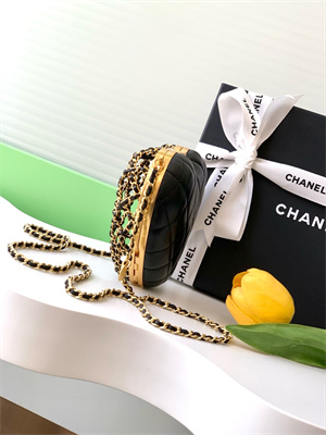 Chanel Heart Shaped Evening bag Lamskin Black AS4027