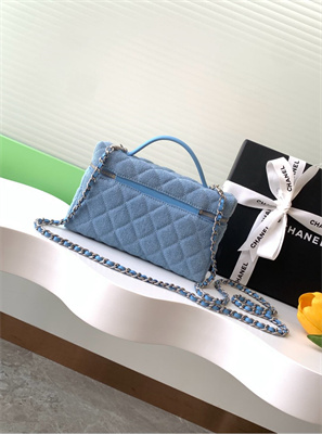 Chanel Long Vanity with chain Blue Denim & Silver-Tone Metal AP4407