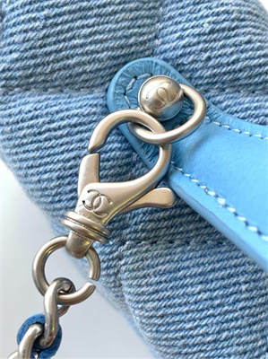 Chanel Long Vanity with chain Blue Denim & Silver-Tone Metal AP4407