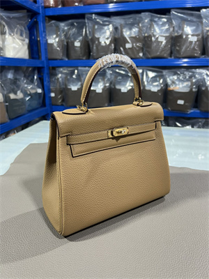 Kelly Retourne Bag Togo Leather 25/28CM Gold/Silver Hardware In Chai Color HS