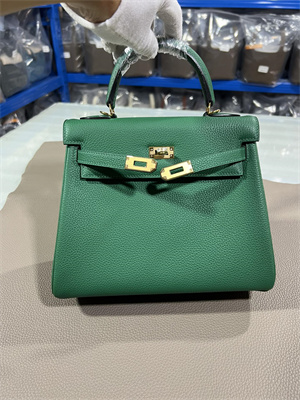 Kelly Retourne Bag Togo Leather 25/28CM Gold/Silver Hardware In Vert Vertigo Color HS