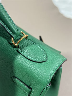 Kelly Retourne Bag Togo Leather 25/28CM Gold/Silver Hardware In Vert Vertigo Color HS