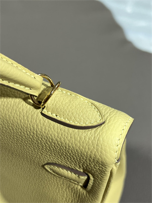 Kelly Retourne Bag Togo Leather 25/28CM Gold/Silver Hardware In Jaune Poussin Color HS