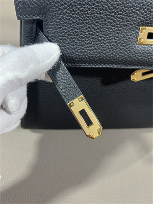 Kelly Retourne Bag Togo Leather 25/28CM Gold/Silver Hardware In Black Color HS