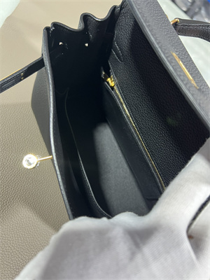 Kelly Retourne Bag Togo Leather 25/28CM Gold/Silver Hardware In Black Color HS
