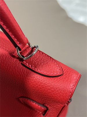 Kelly Retourne Bag Togo Leather 25/28CM Gold/Silver Hardware In Red Color HS