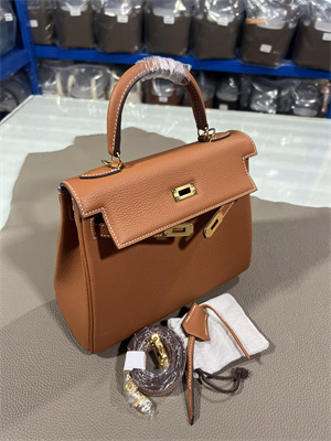 Kelly Retourne Bag Togo Leather 25/28CM Gold/Silver Hardware In Gold Color HS