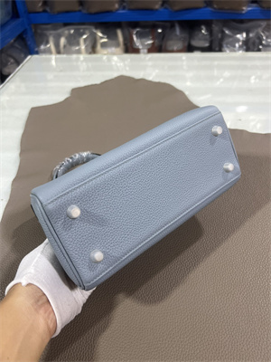 Kelly Retourne Bag Togo Leather 25/28CM Gold/Silver Hardware In Blue Linen Color  HS