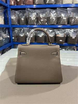 Kelly Retourne Bag Togo Leather 25/28CM Gold/Silver Hardware In Etoupe Color HS