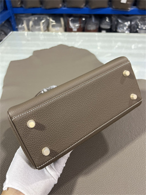 Kelly Retourne Bag Togo Leather 25/28CM Gold/Silver Hardware In Etoupe Color HS