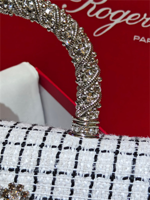 Roger Vivier Jewel Efflorescence Mini Bag In Tweed White/Black