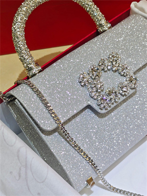 Roger Vivier Jewel Efflorescence Mini Bag in glitter Silver