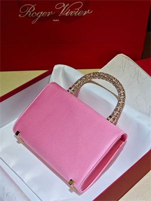 Roger Vivier Jewel Efflorescence Mini Bag In Satin Pink