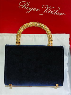 Roger Vivier Jewel Efflorescence Mini Bag In Velvet Navy