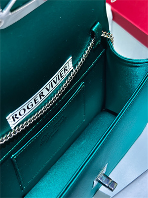 Roger Vivier Viv’ Choc Mini Bag In Satin Green